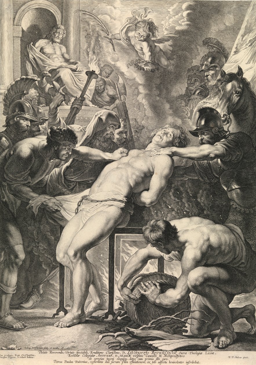 Martyrdommen til Saint Laurentius (gravering) av Peter Paul Rubens