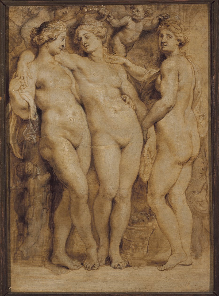 Tre nåder (monokromt maleri av Peter Paul Rubens