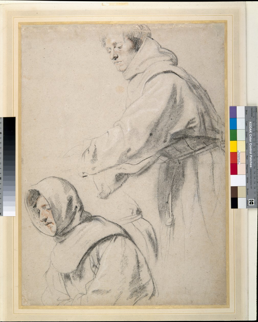To fransiskanerbrødre (kritt på papir) av Peter Paul Rubens