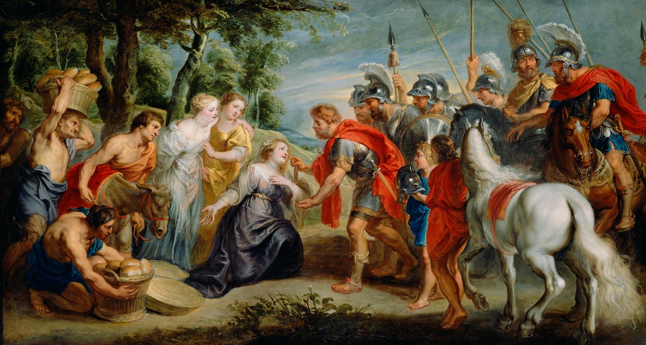 David møter Abigail, ca. 1620-5 av Peter Paul studio of Rubens