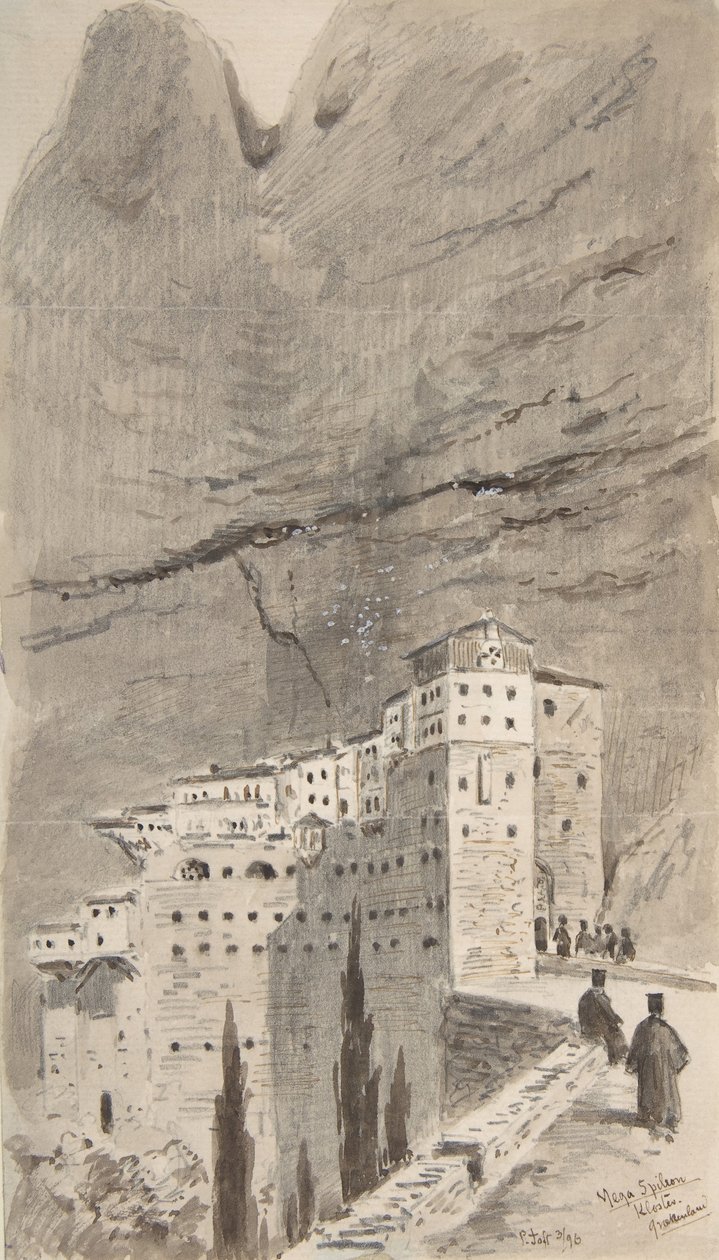 Klosteret Mega Spileon, Hellas, 1896. av Peter Toft