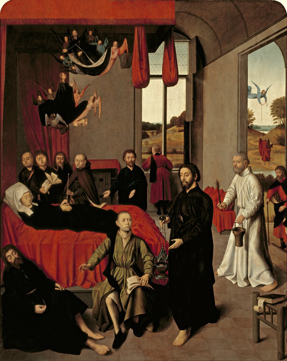 The Death of the Virgin, ca. 1460-65 (olje på eik overført til mahogni og vugget) av Petrus Christus