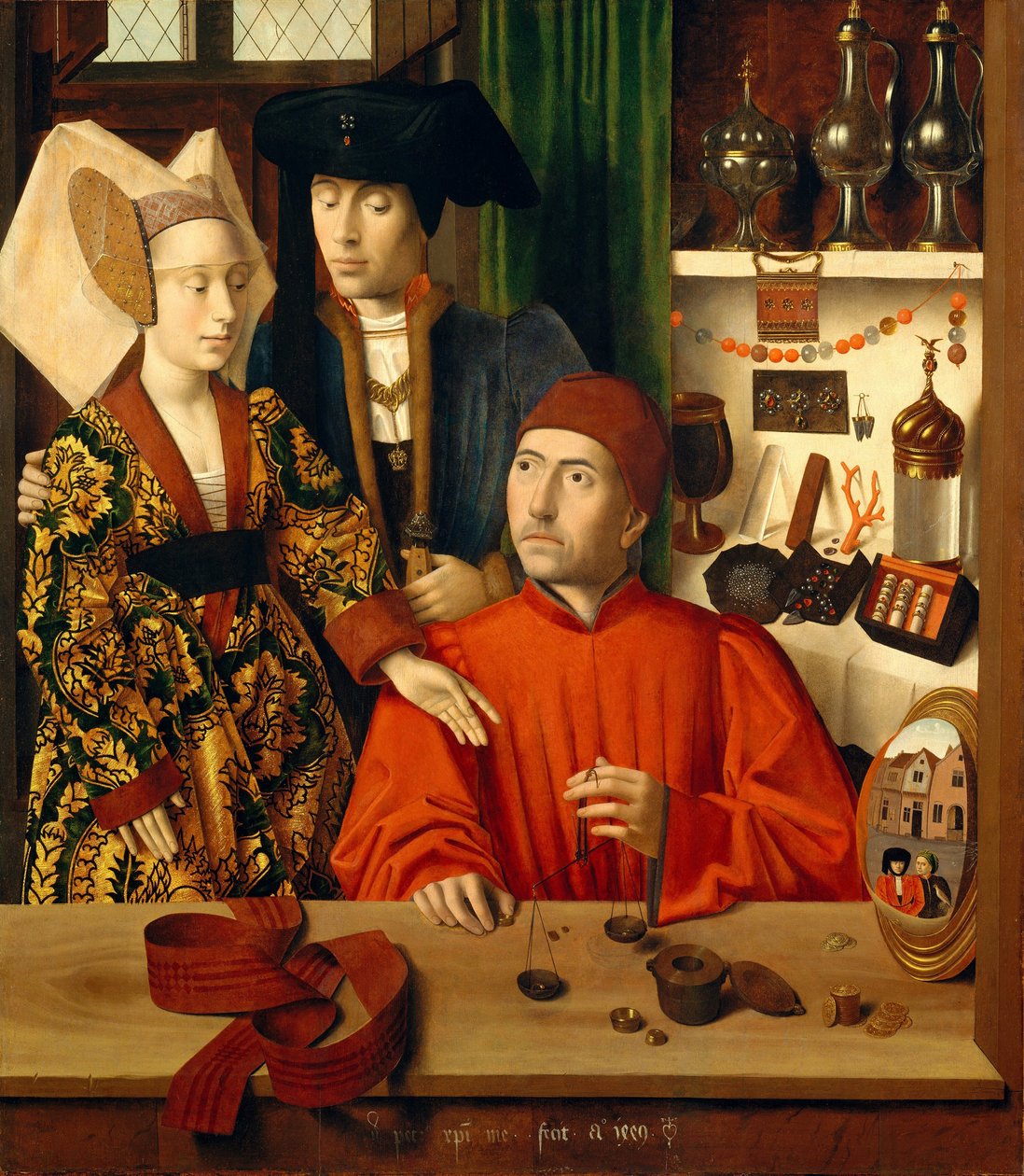 En gullsmed i butikken hans av Petrus Christus