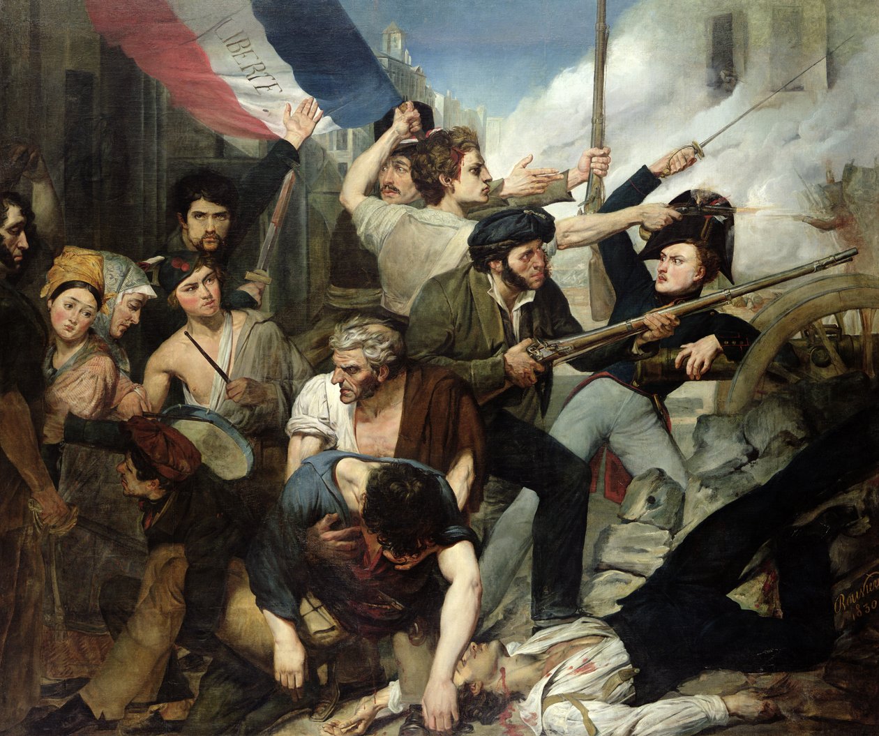 Scene fra 1830-revolusjonen av Philibert Rouviere