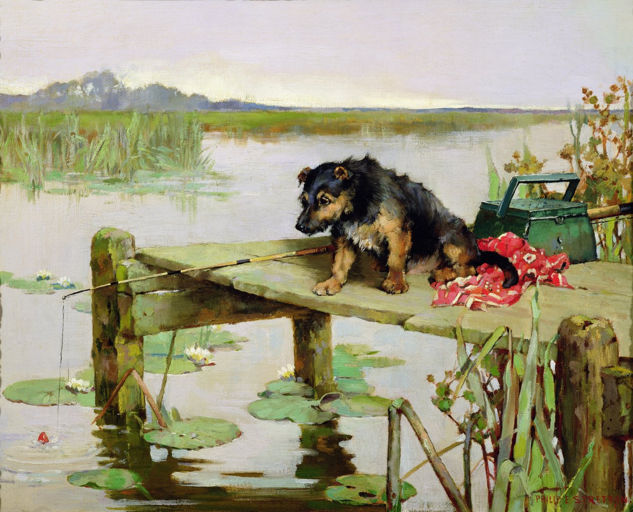 Terrier - Fiske, ca. 1890 av Philip Eustace Stretton