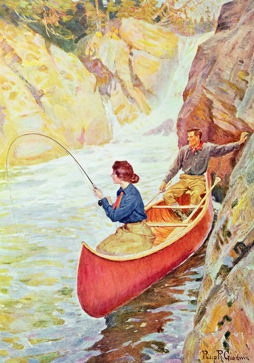 Parfiske nær en foss av Philip Russell Goodwin