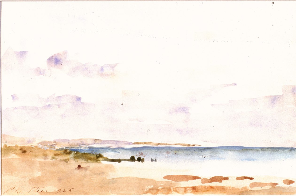 Coast Scene (wc på papir, limt på kort) av Philip Wilson Steer