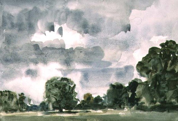 Haresfoot Park, nær Berkhamsted, Hertfordshire, 1915 (wc på papir) av Philip Wilson Steer