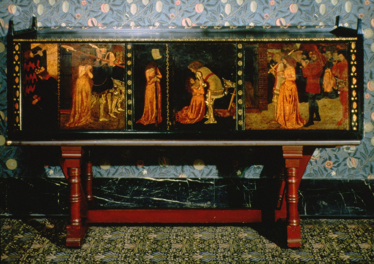 St. George kabinett, 1861 (eik med malte paneler) av Philip Webb