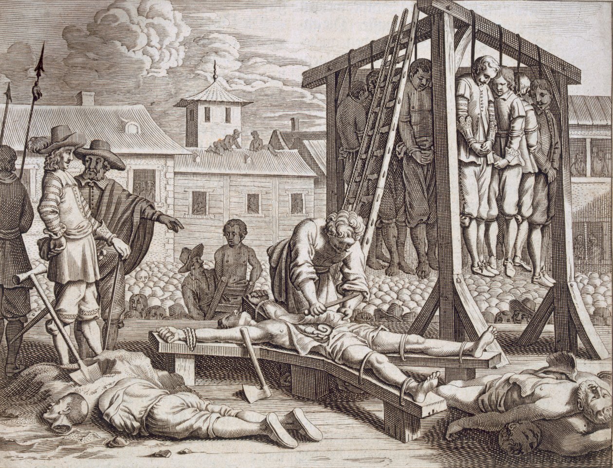 Henginger og tortur, pub. 1672. av Philip Baldaeus