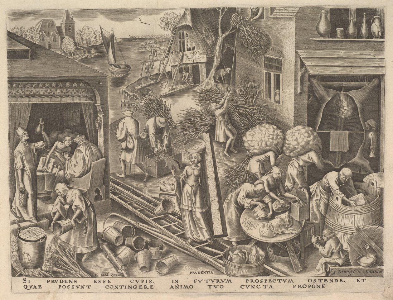 Prudence Prudentia fra The Virtues, ca. 1559-60. av Philip Galle