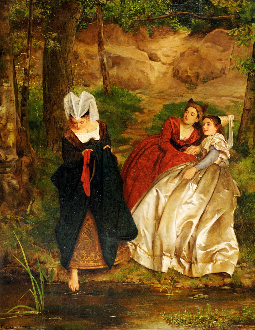 Ved strømmen, 1864 av Philip Hermogenes Calderon