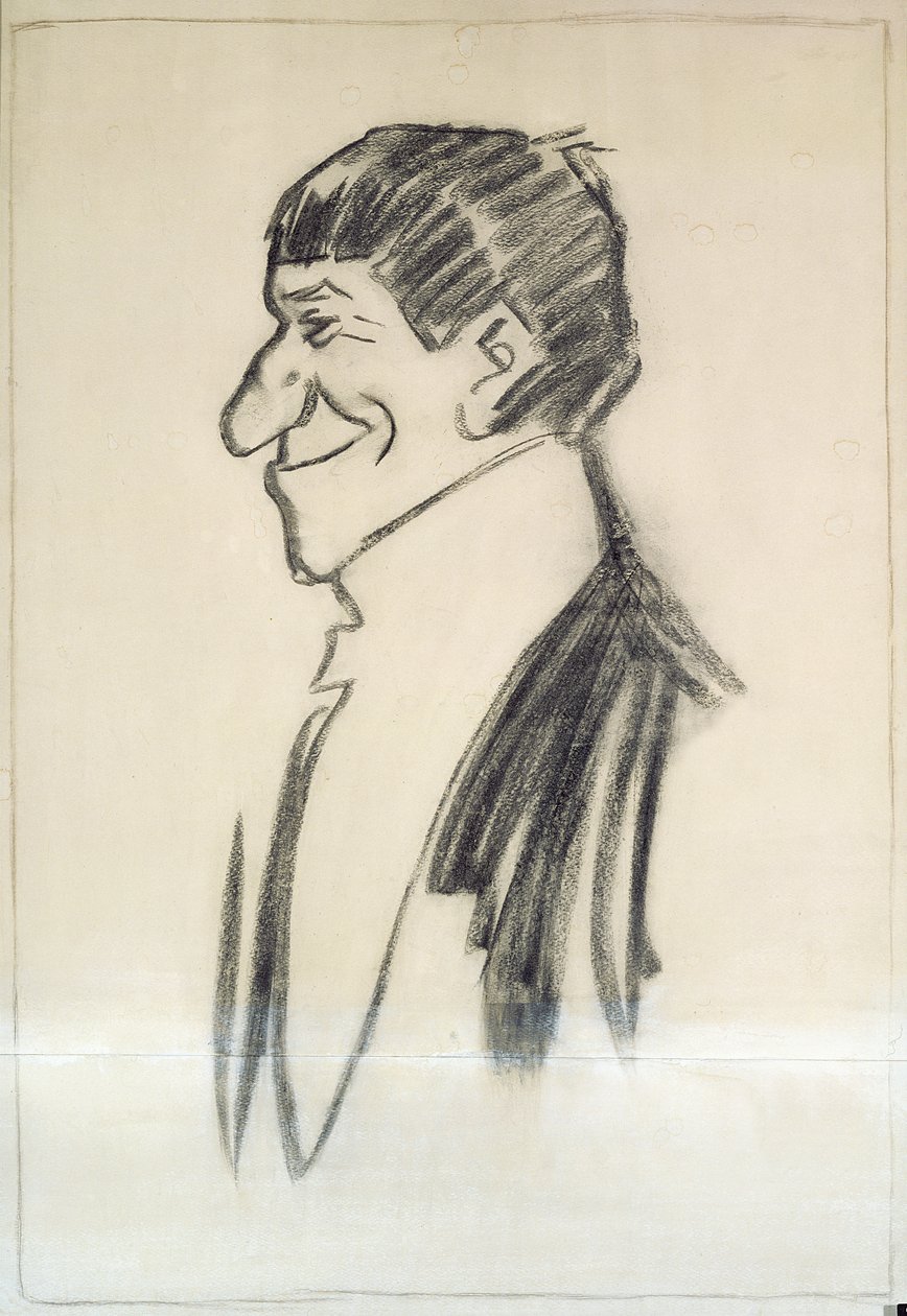 Selvportrett (kull på papir) av Philip William May