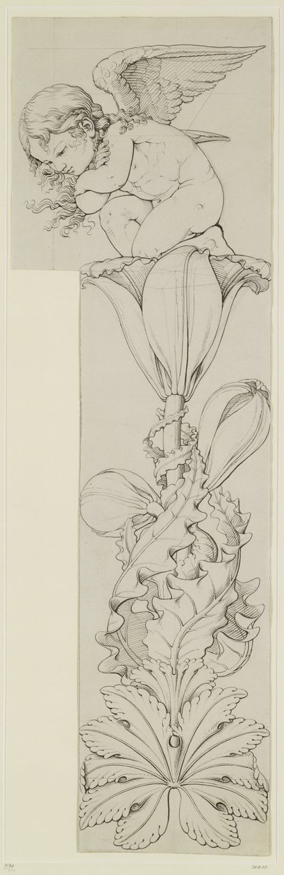Genius of the Lily, 1809 (blyant og vask på papir) (høyre ving) av Philipp Otto Runge