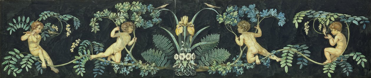 Nightingale Bushes, 1810 (wc og blekk på papir) av Philipp Otto Runge