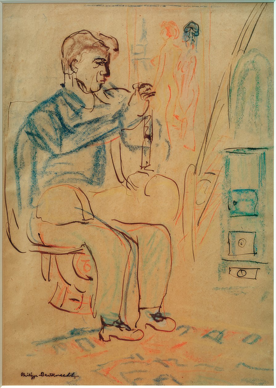Billedhugger Scherer i Kirchners atelier av Philipp Bauknecht