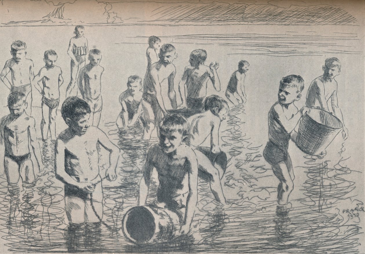 Gutter som bader, c1911 av Philipp Franck