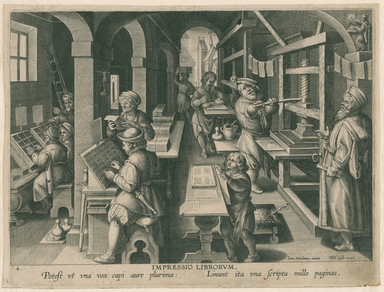 Trykkeri, 1570-1580. av Philipp Galle