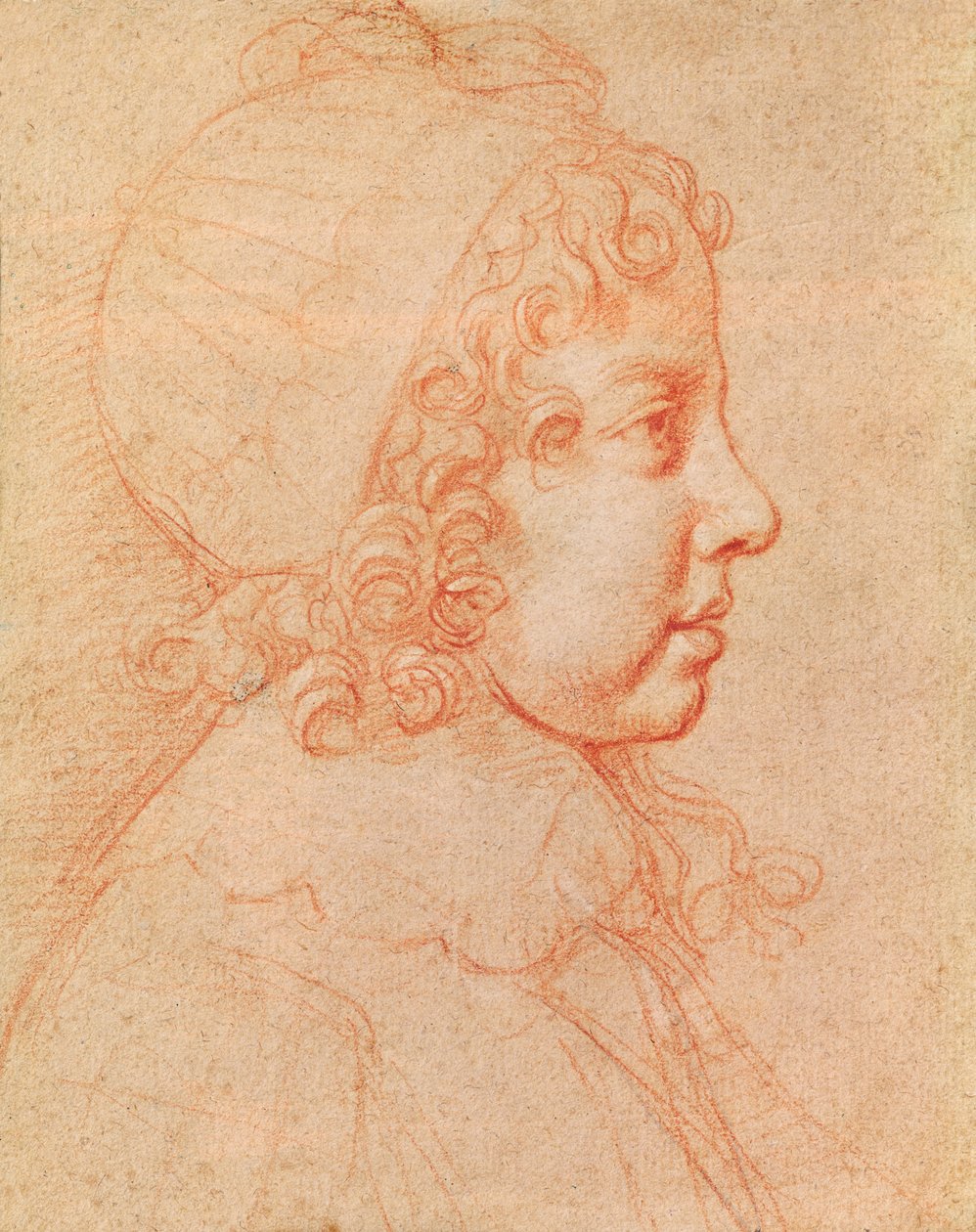 Portrett av Louis XIV som barn (rødt kritt på papir) av Philippe de Champaigne