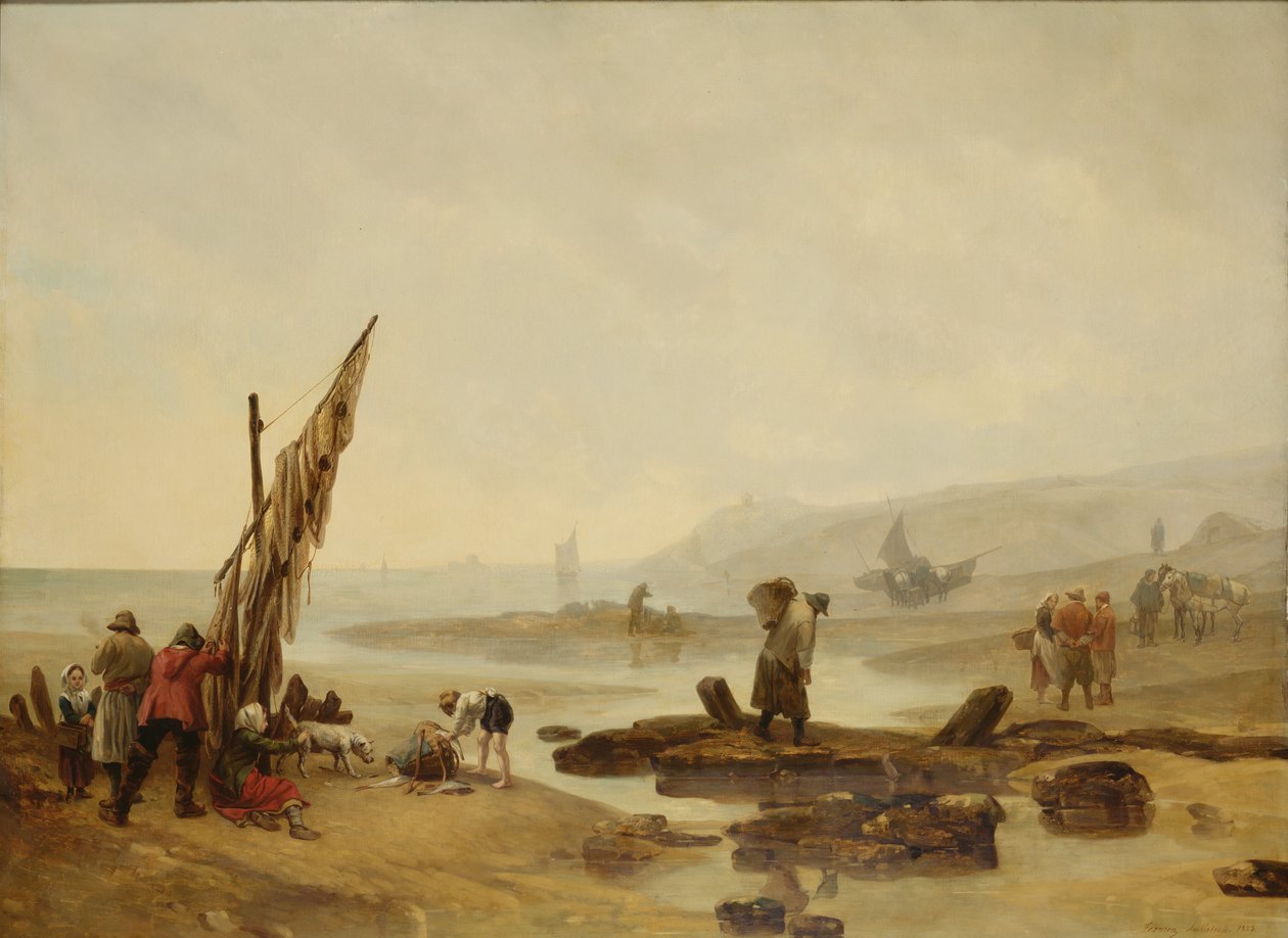 Utsikt over Ambleteuse, 1854 av Philippe Auguste Jeanron
