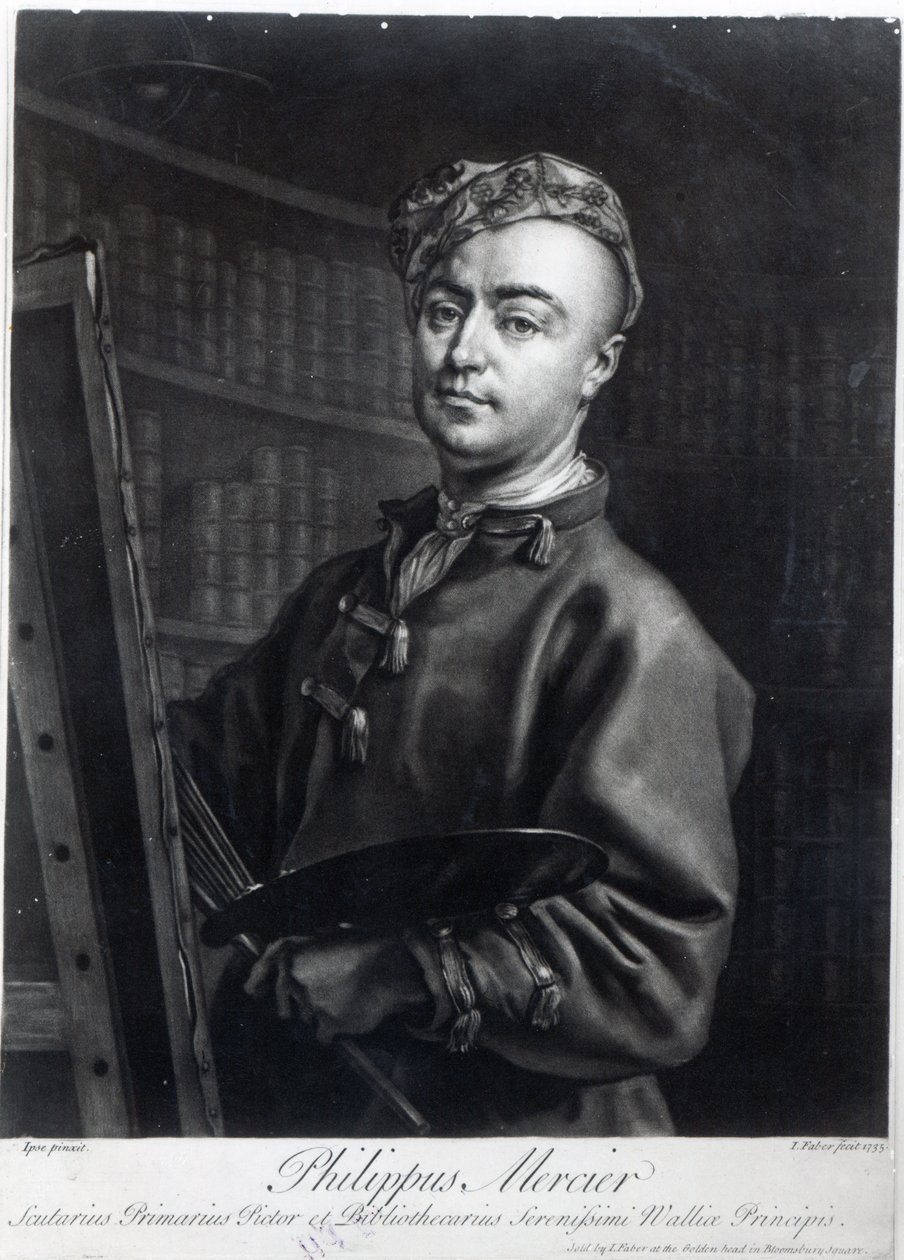 Selvportrett, gravert av John Faber, 1735 av Philippe Mercier