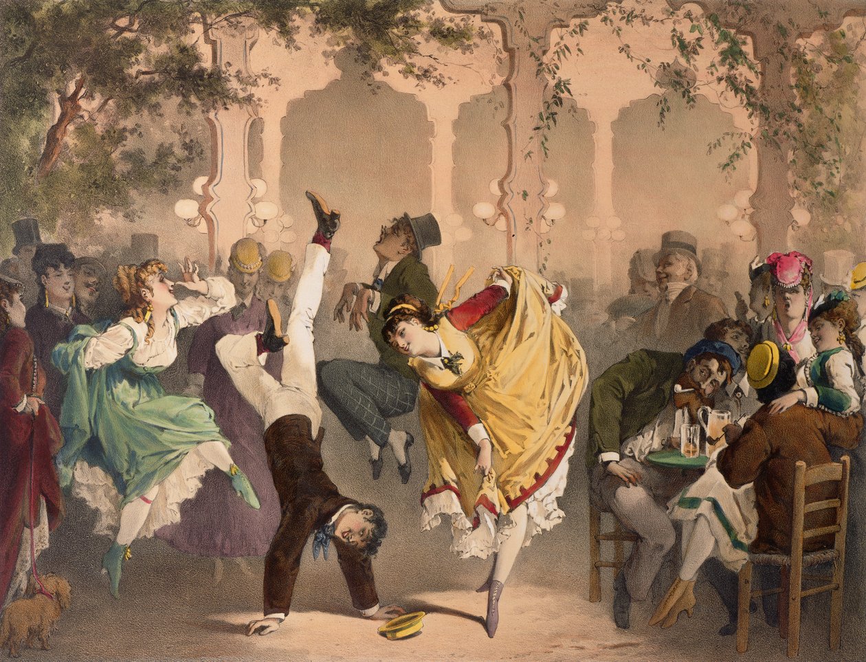 Le Quadrille a Bullier (farget litho) av Philippe Jacques Linder