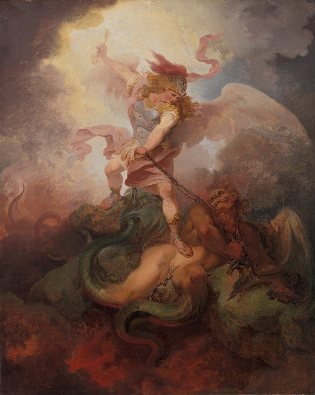 Engelen som binder Satan av Philippe Jacques de Loutherbourg