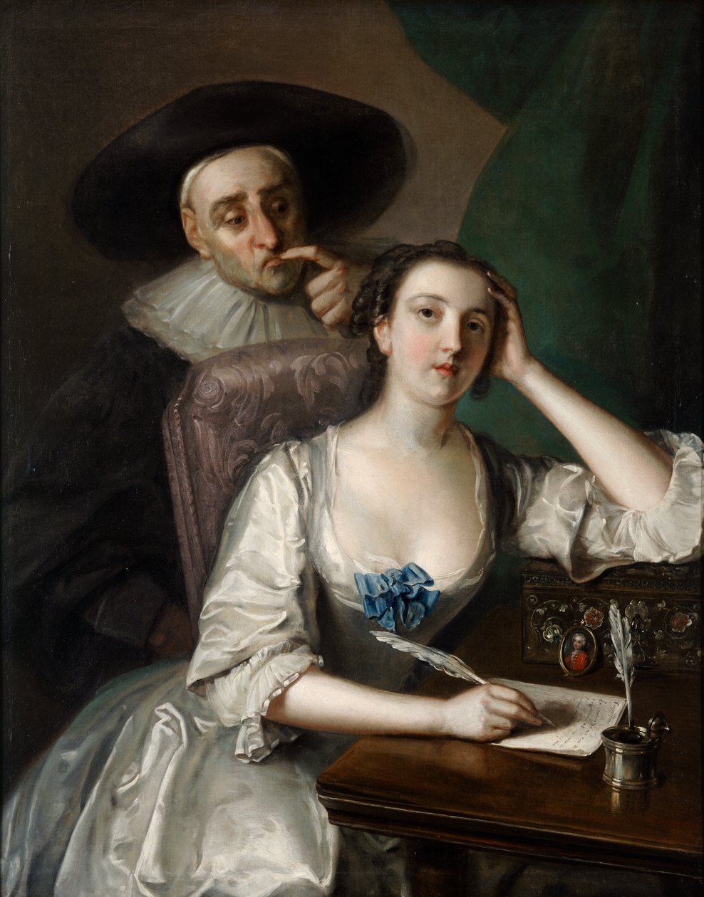 The Letter Writer (olje på lerret) av Philippe Mercier