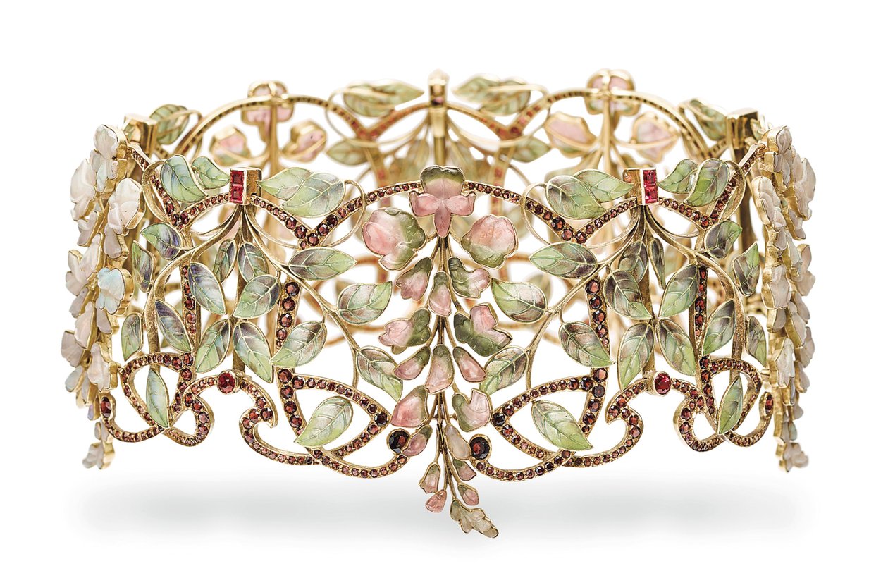 Art Nouveau multi-perle og emalje 