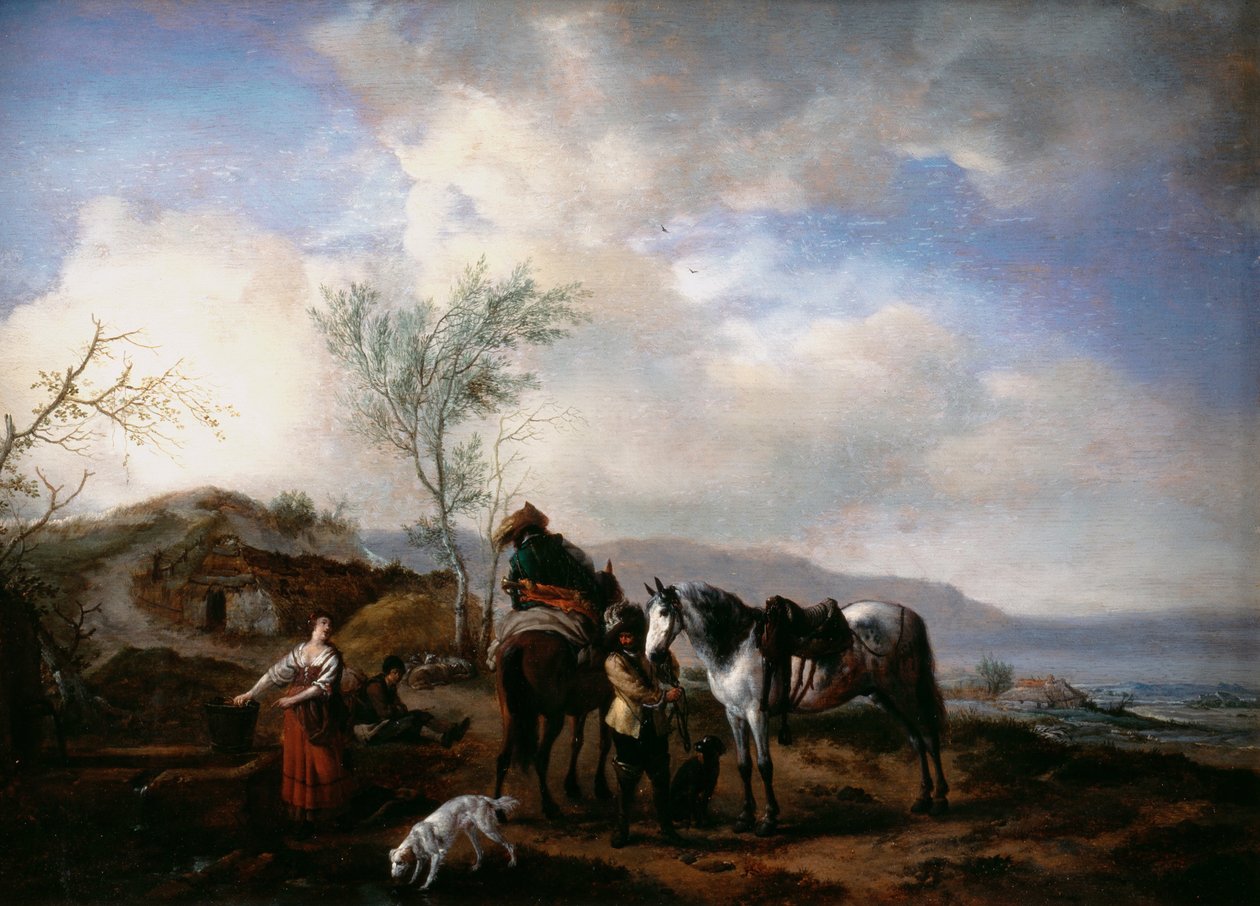 To ryttere nær en fontene av Philips Wouwerman