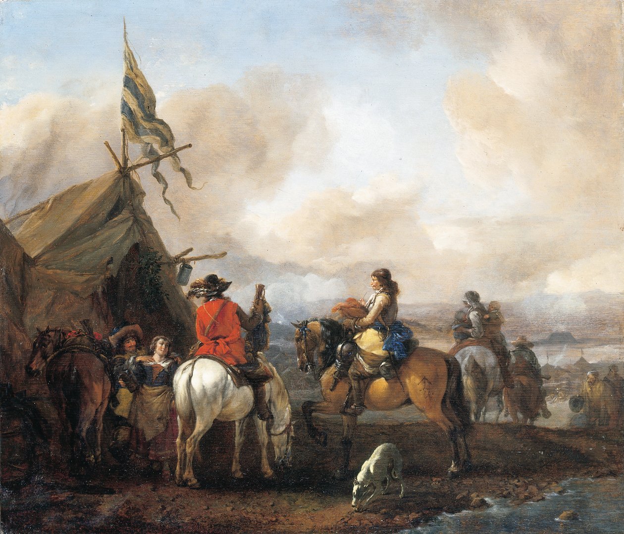 Et militærleir med kavalerer av Philips Wouwerman