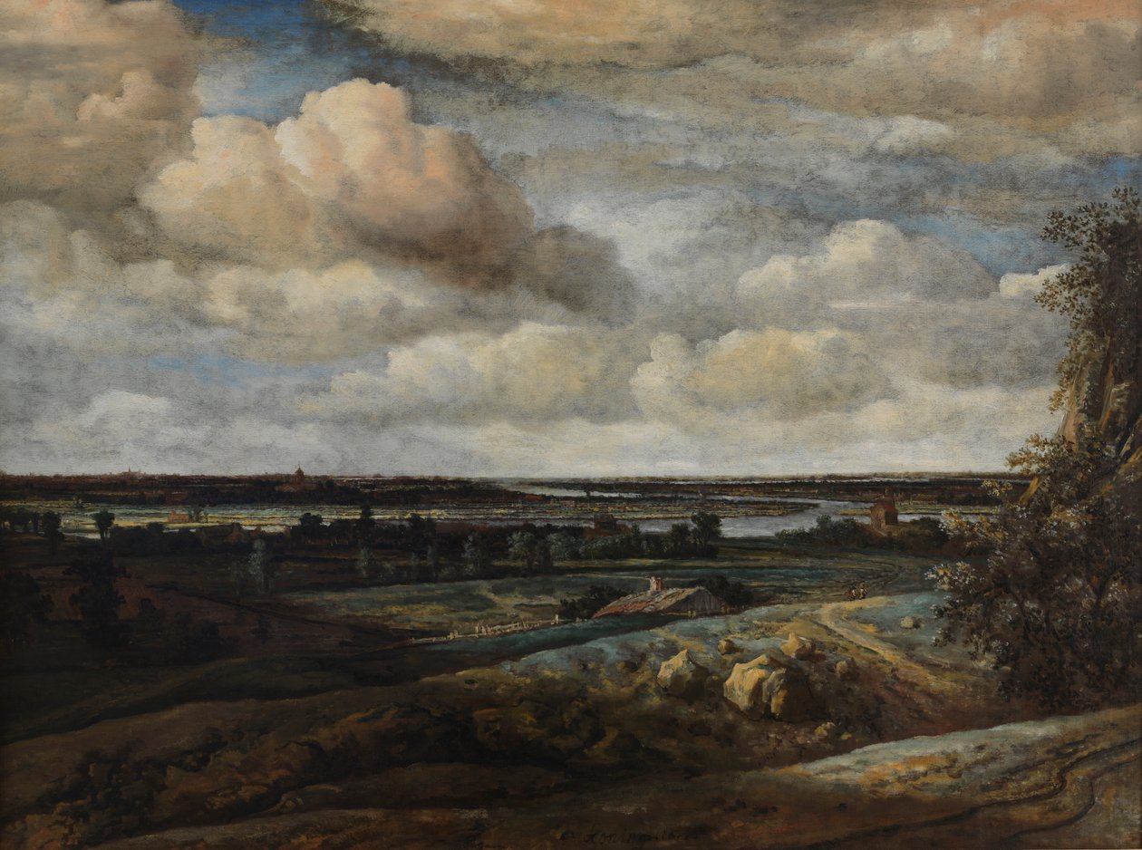 Nederlandsk panoramalandskap med en elv, 1654 av Phillips de Koninck