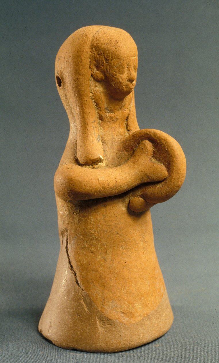 Figur av en kvinne som spiller cymbalene (leire) av Phoenician