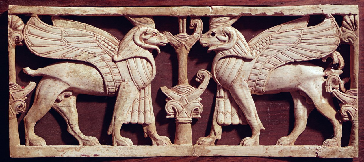 Relieff som viser to griffiner, fra Arslan Tash (Hadatu) av Phoenician
