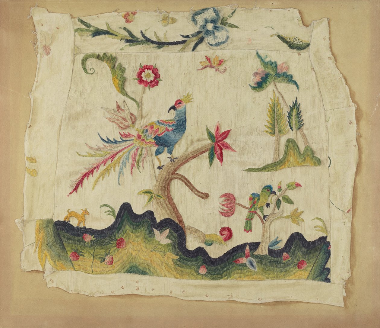 Crewel-brodert stolsete, ca. 1936. av Phyllis Dorr