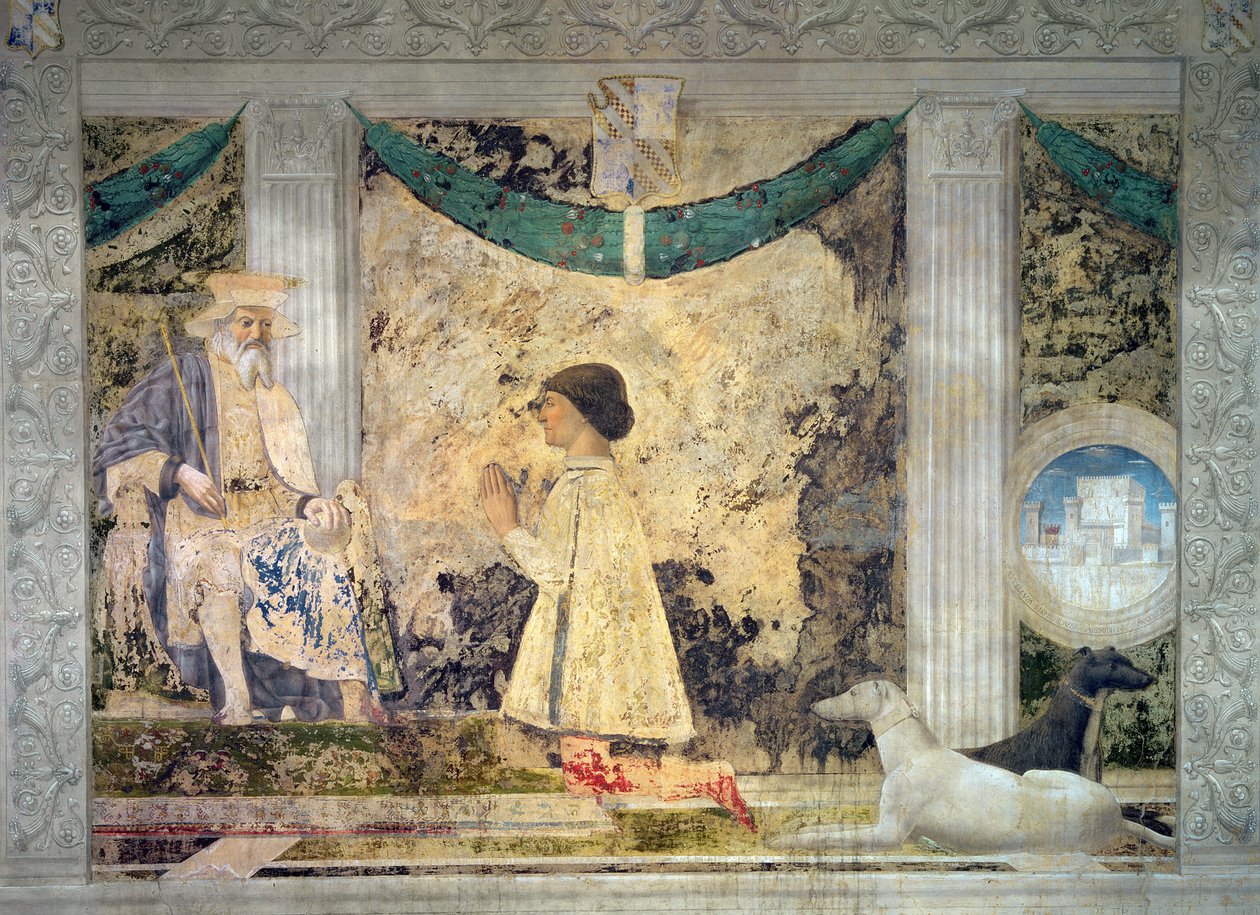 Sigismondo Malatesta (d.1468) kneler foran sin beskytter, St. Sigismund av Burgund, 1451 av Piero della Francesca