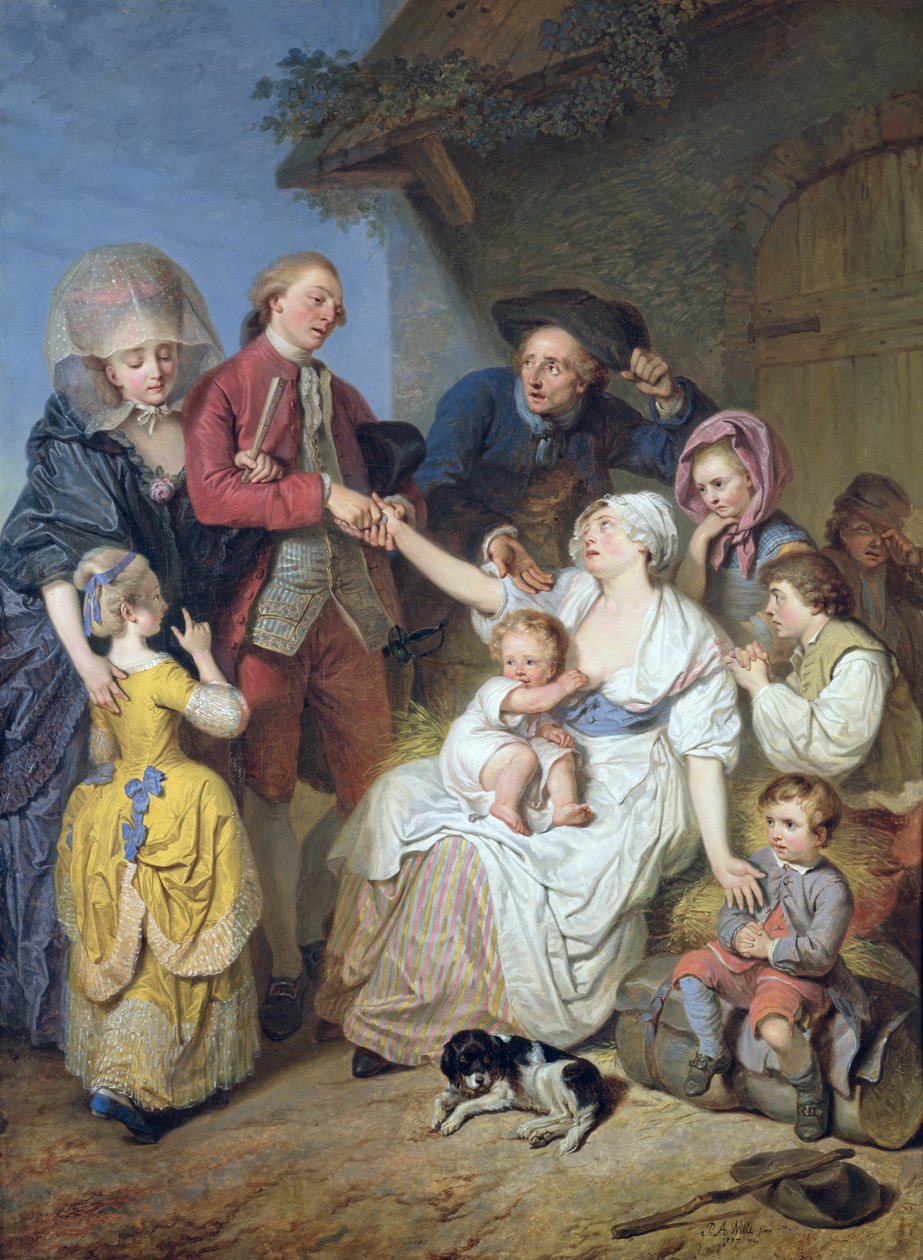 Veldedighet, 1777 av Pierre Alexandre Wille