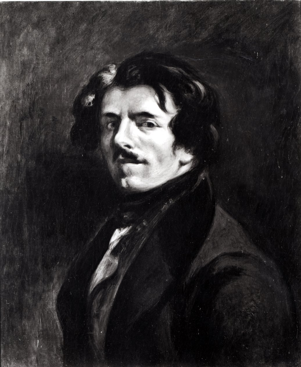 Portrett av Eugene Delacroix (1798-1863) etter et selvportrett fra 1834, 1874 av Pierre Andrieu