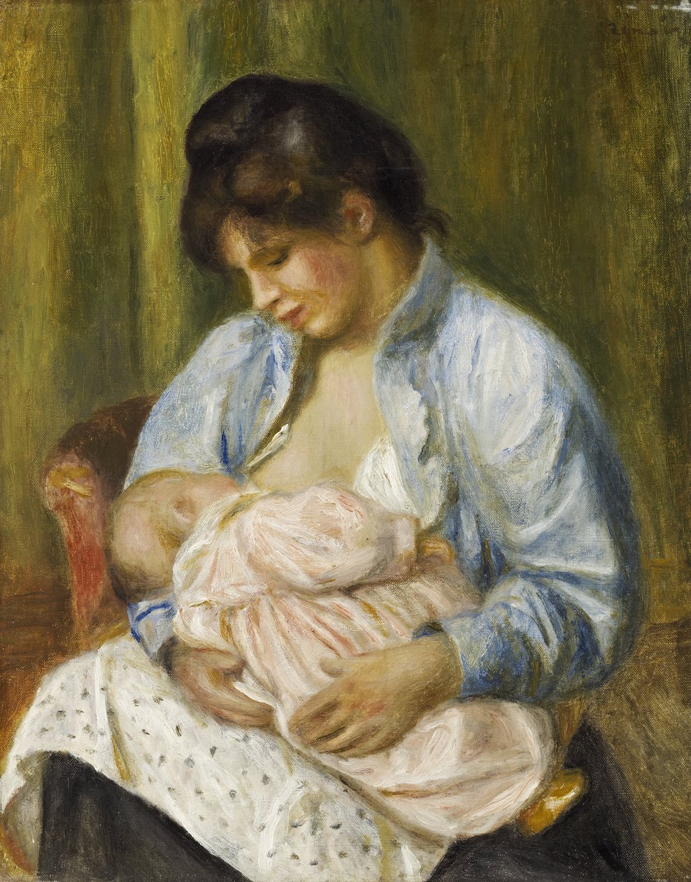 En kvinne som pleier et barn av Pierre Auguste Renoir