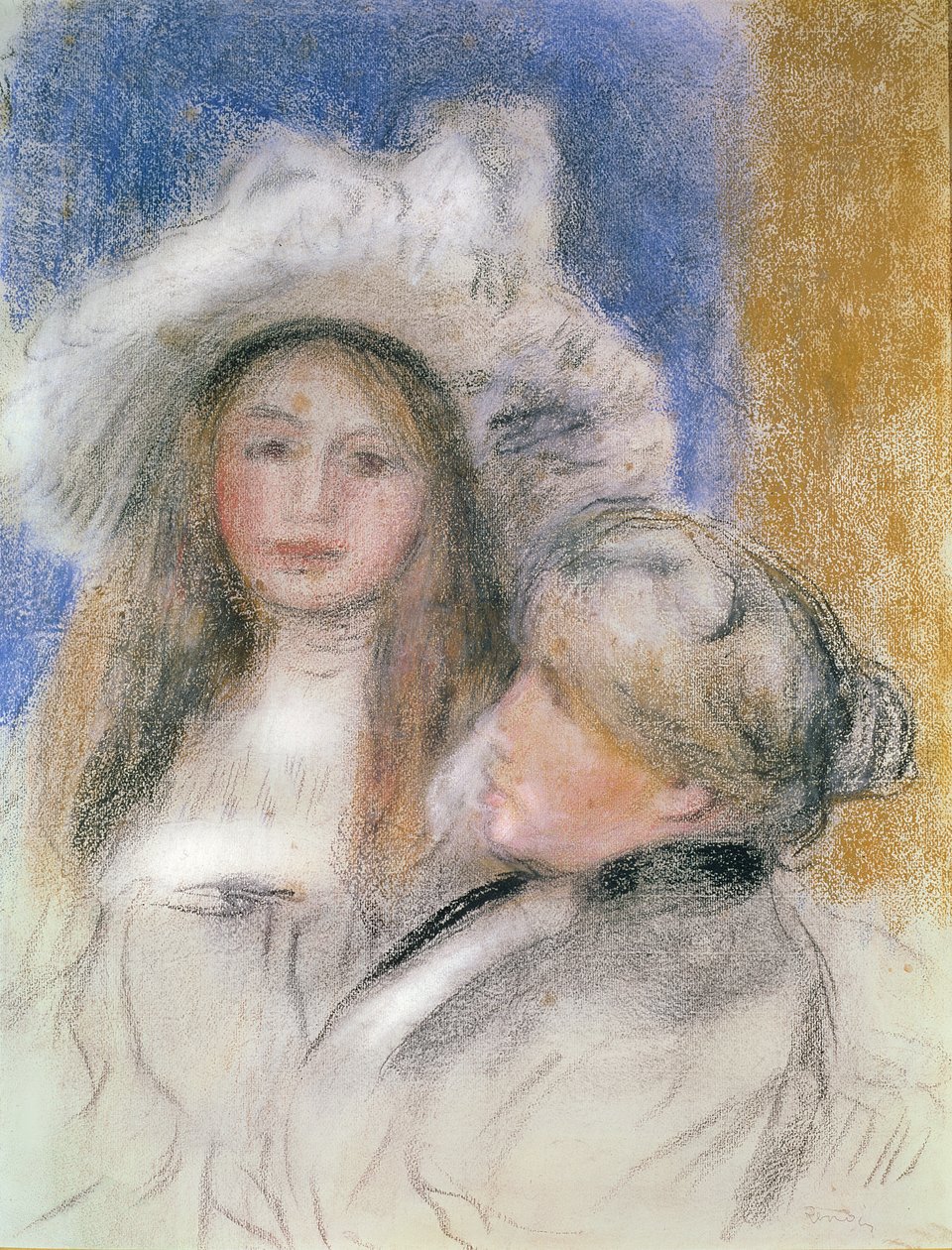 Berthe Morisot (1841-95) og hennes datter Julie Manet (1878-1966) (pastell på papir) av Pierre Auguste Renoir