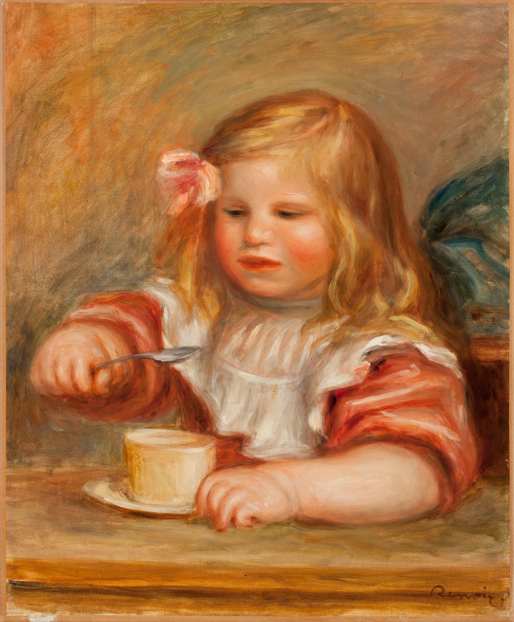 Coco spiser suppen sin av Pierre Auguste Renoir