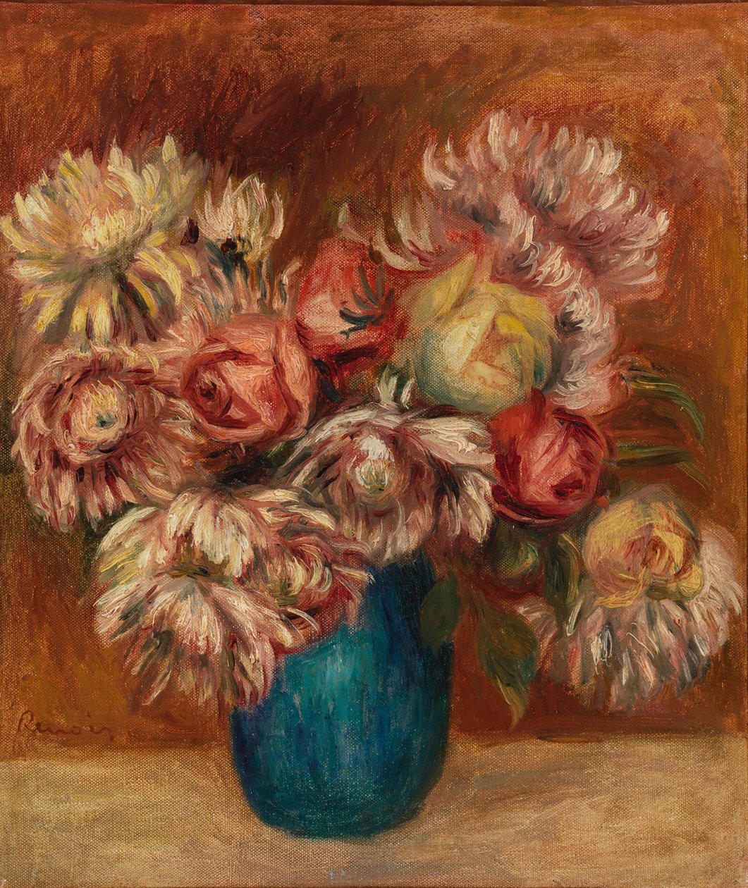 Blomster i en grønn vase av Pierre Auguste Renoir