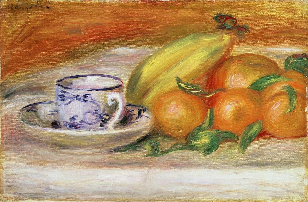 Frukt med kopp og fat, ca. 1913 av Pierre Auguste Renoir