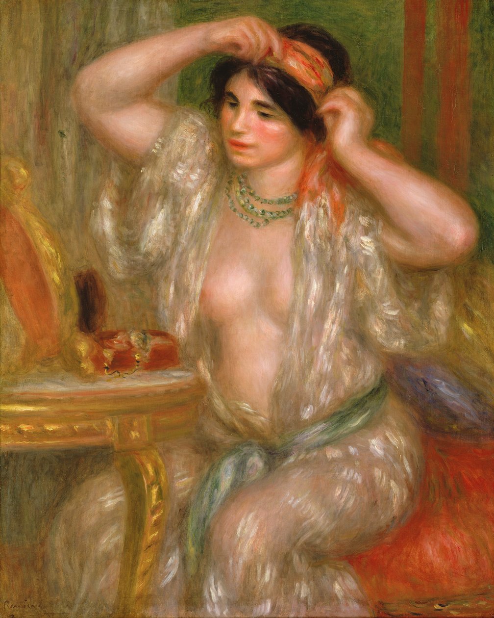 Gabrielle ved speilet, 1910 av Pierre Auguste Renoir