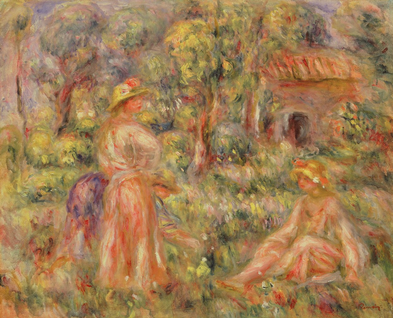 Jenter i en hage, 1918 av Pierre Auguste Renoir