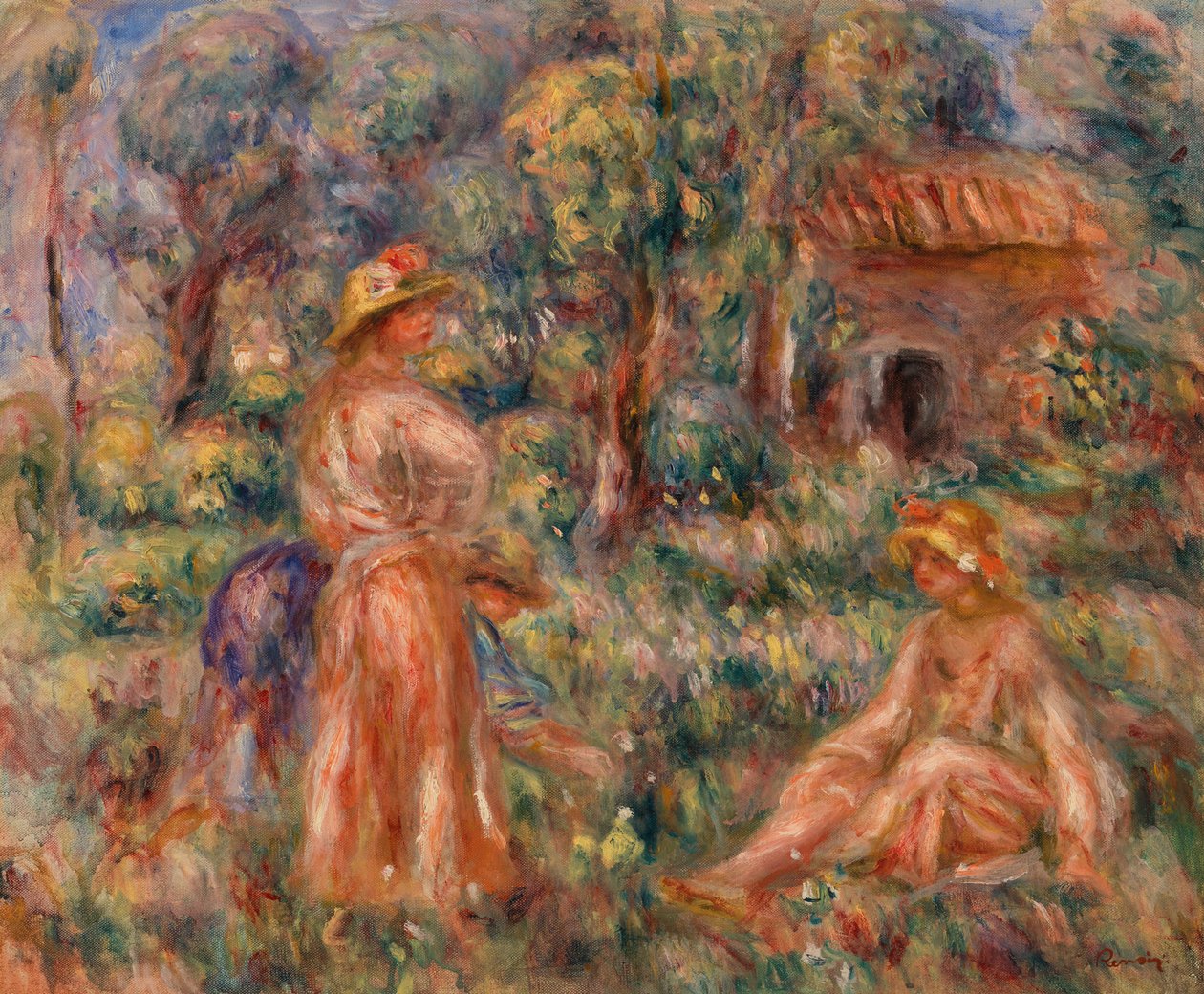 Jenter i et landskap av Pierre Auguste Renoir