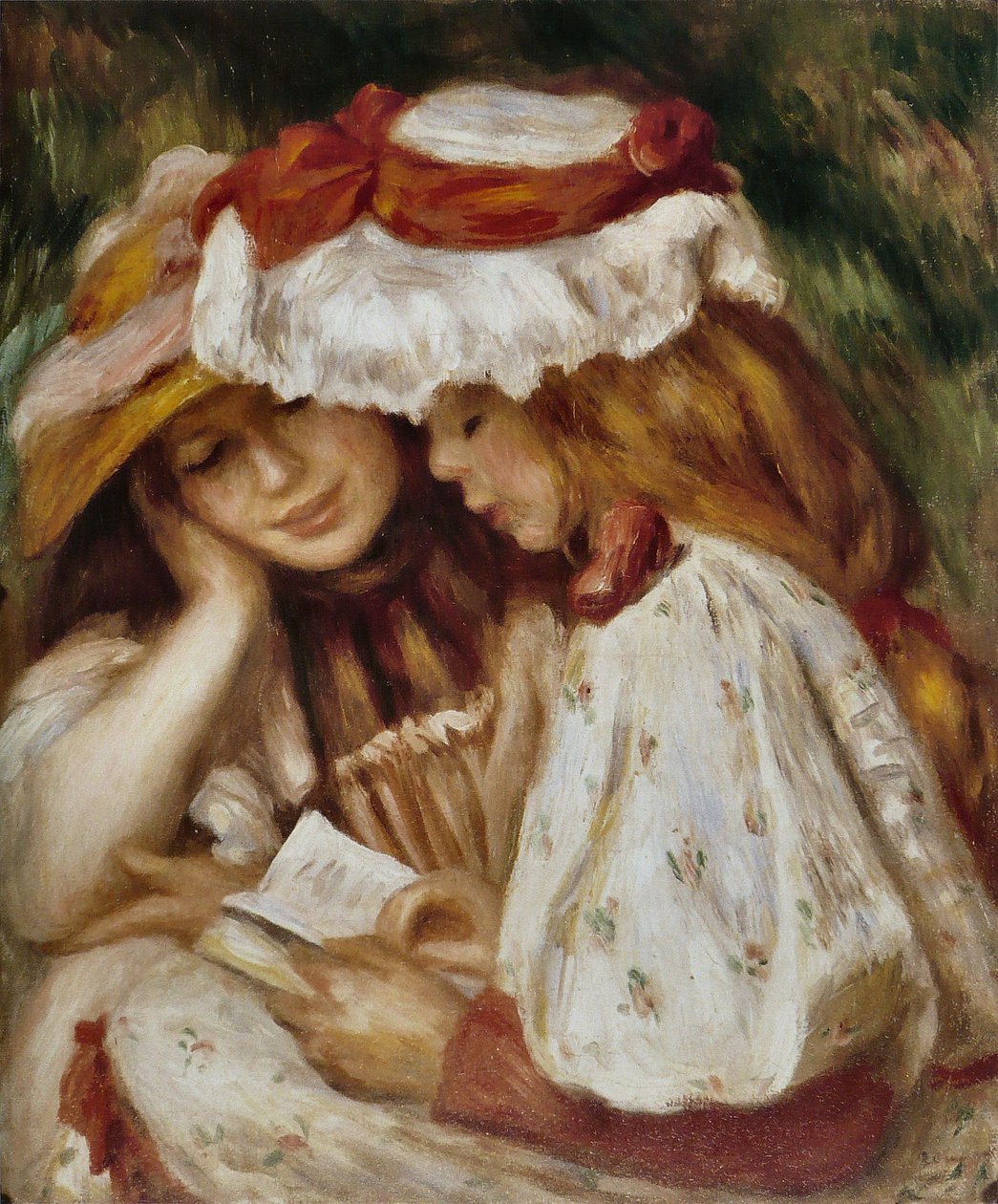 Unge jenter som leser av Pierre Auguste Renoir