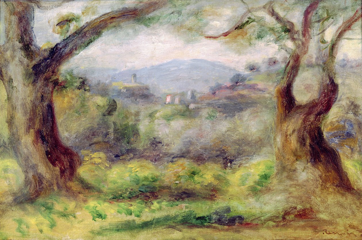 Landskap ved Les Collettes, 1910 av Pierre Auguste Renoir