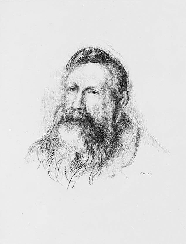 Portretttegning av Auguste Rodin av Pierre Auguste Renoir