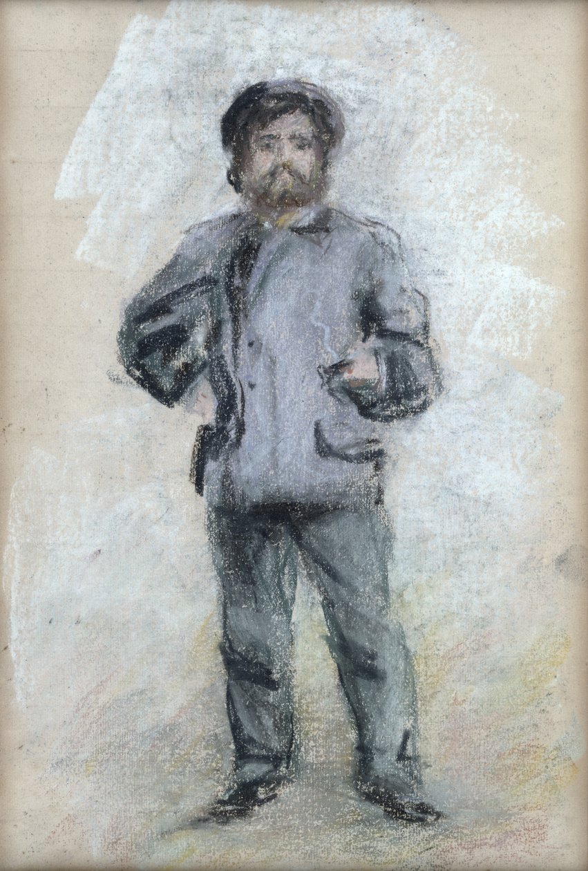 Portrett av Claude Monet (1840-1926) Stående, 1875 (pastell på papir) av Pierre Auguste Renoir